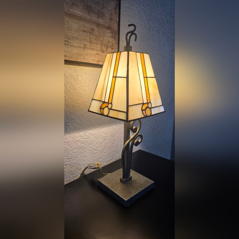 Source Unknown Art Deco Table Lamp with Yellow and Black Accents